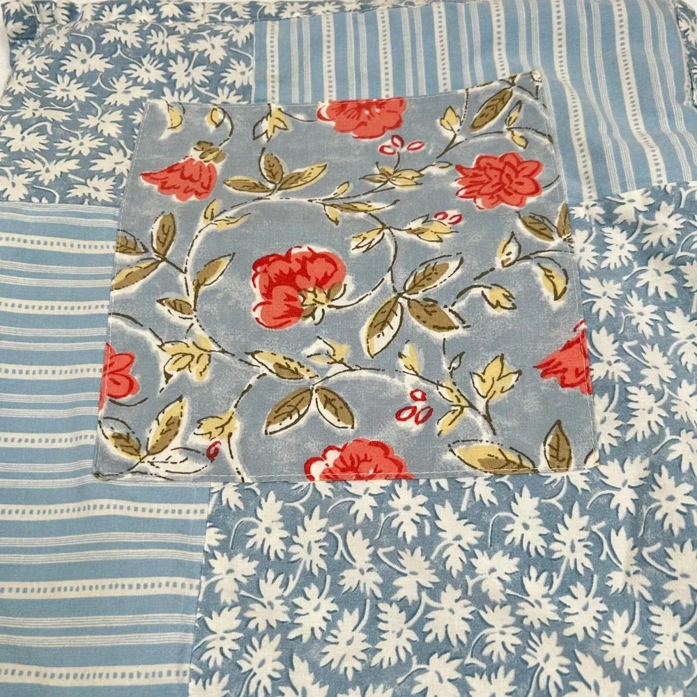 Lot 3 Laura Ashley Lifestyles Pillow Shams Cases Blue White Stripes Floral Poppy
